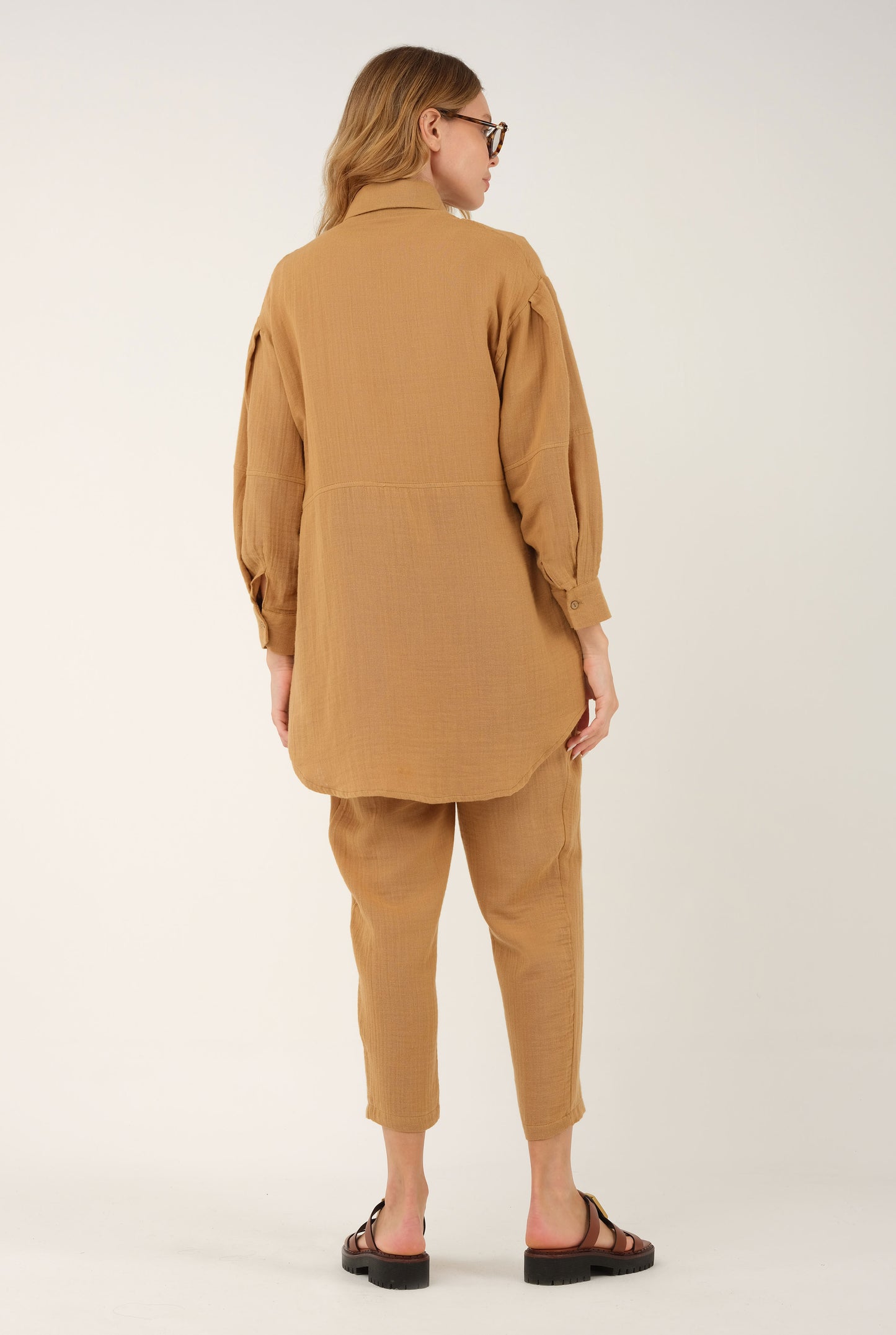 Oversized Muslin Shirt - Camel