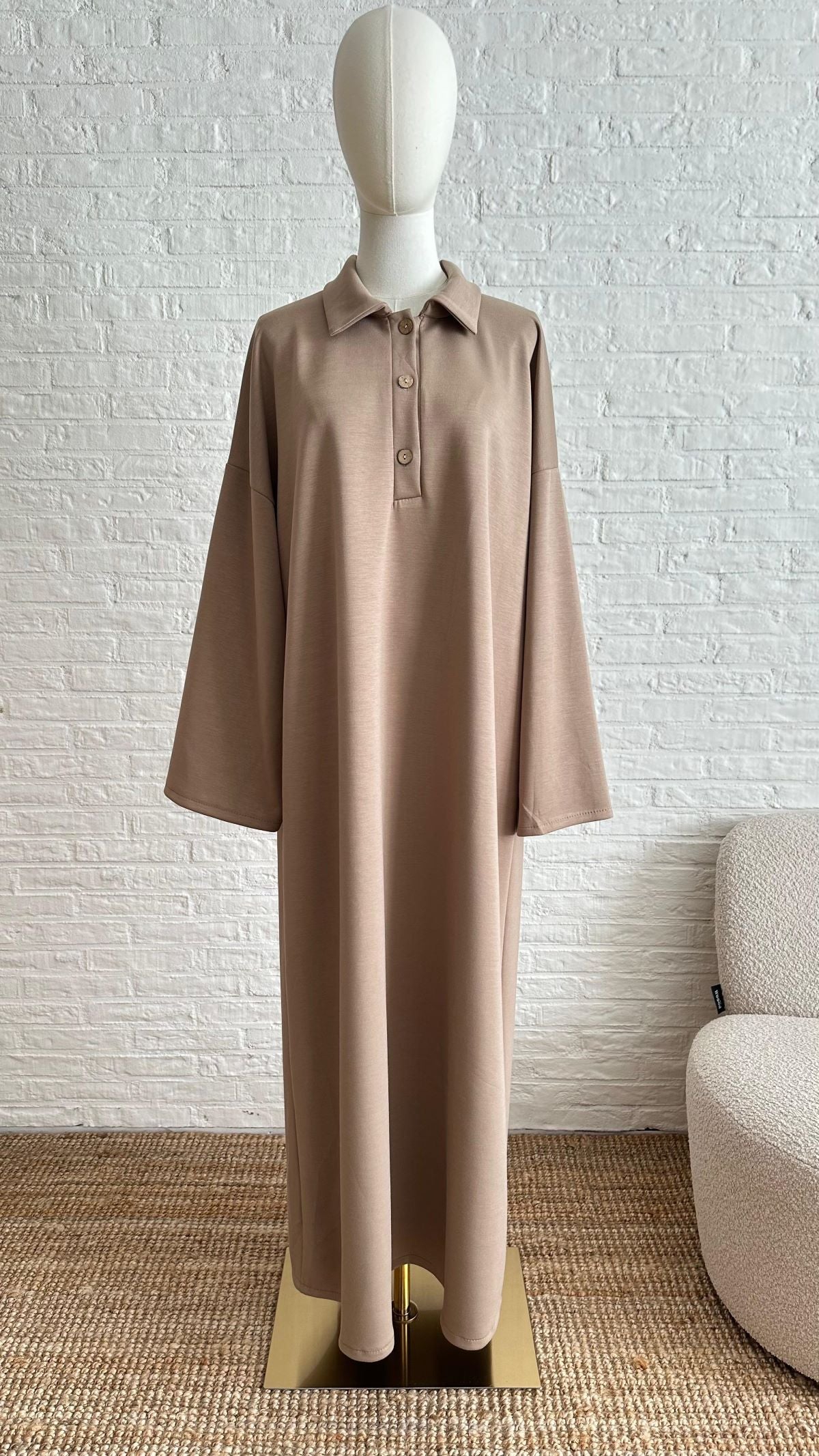 Comfy Polo Dress - Camel