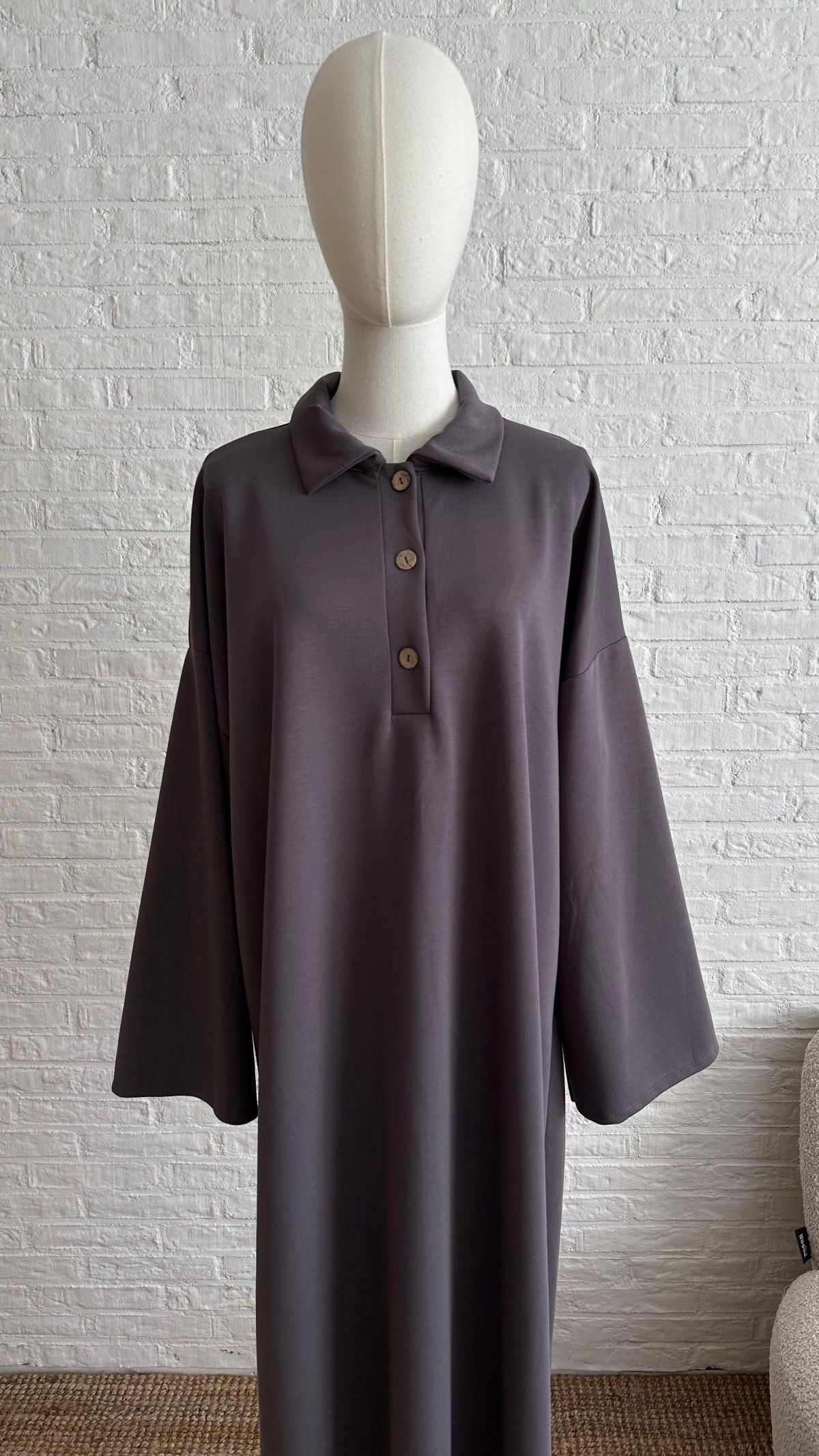 Comfy Polo Dress - Anthracite