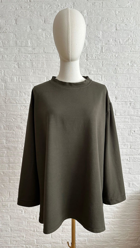 Cotton Long T-shirt - Army Green