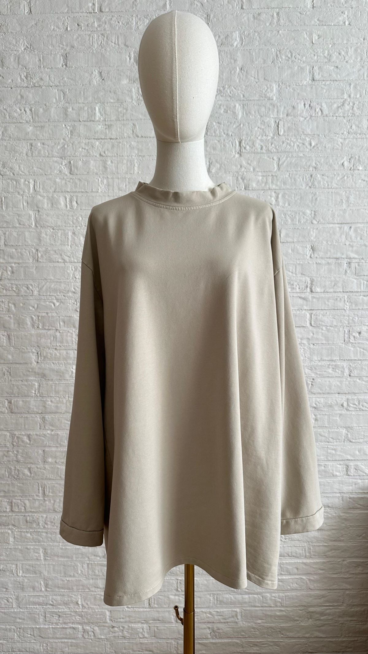 Cotton Long T-shirt - Beige