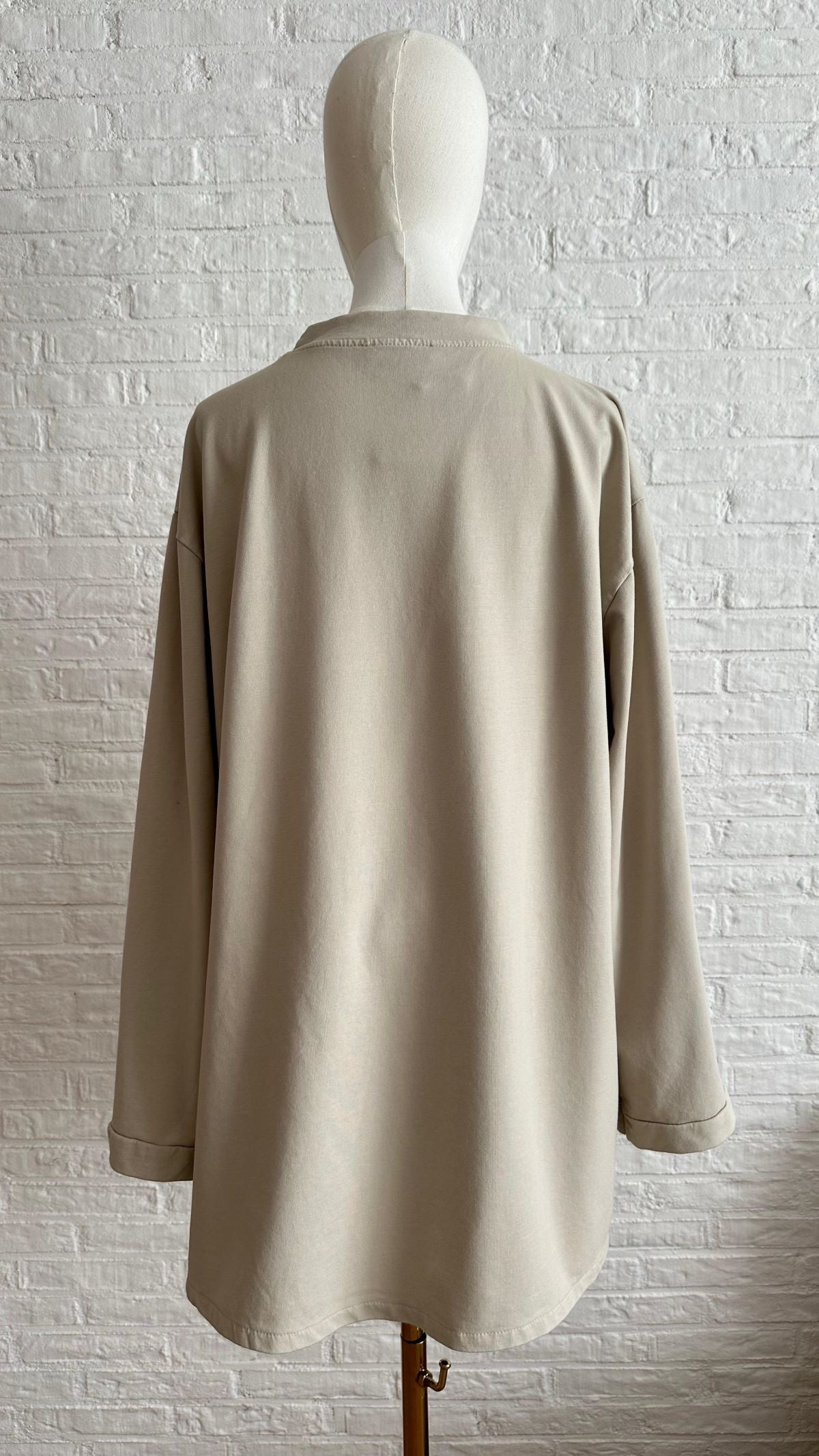 Cotton Long T-shirt - Beige