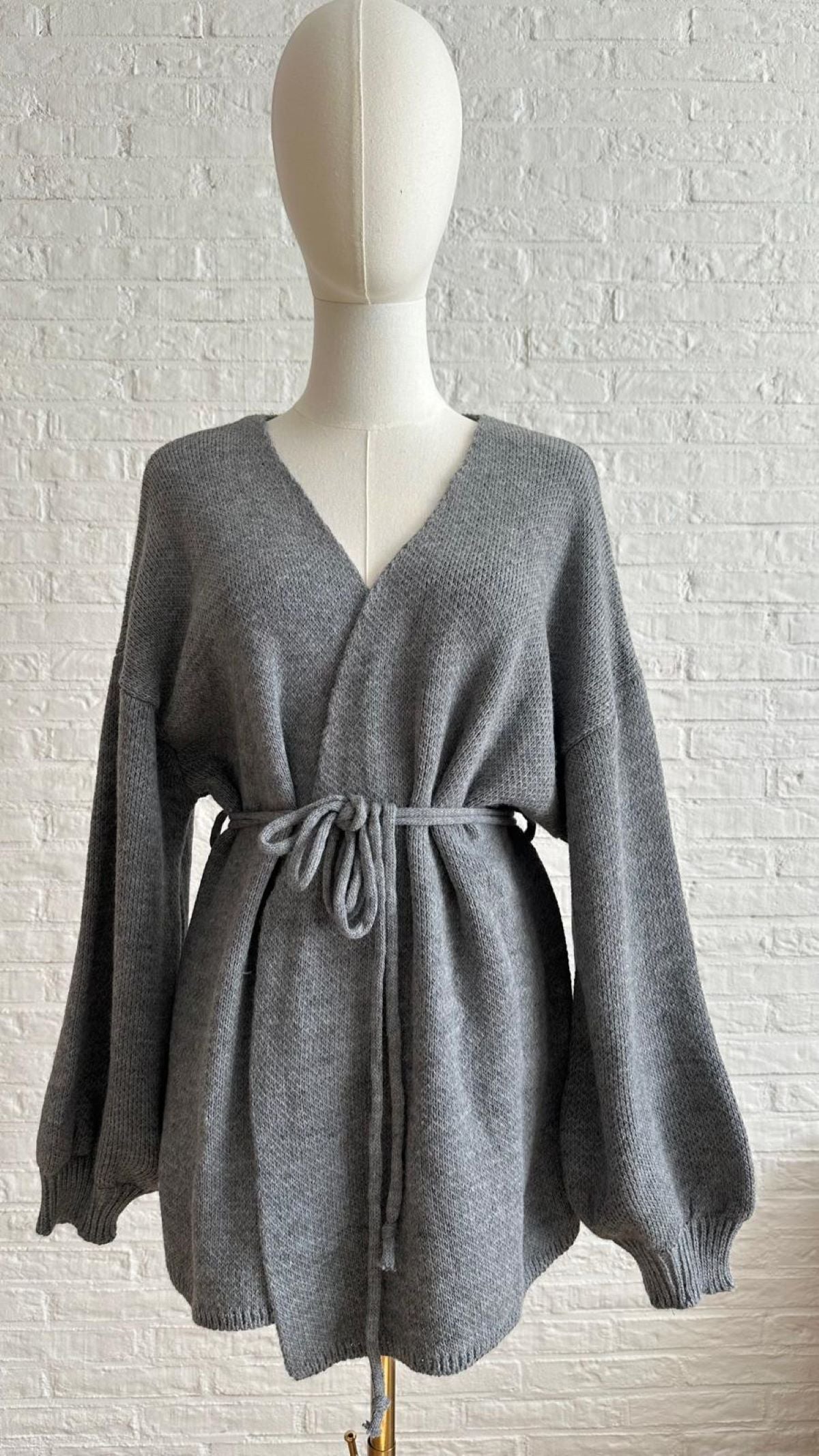 Knitwear Kimono Vest - Grey