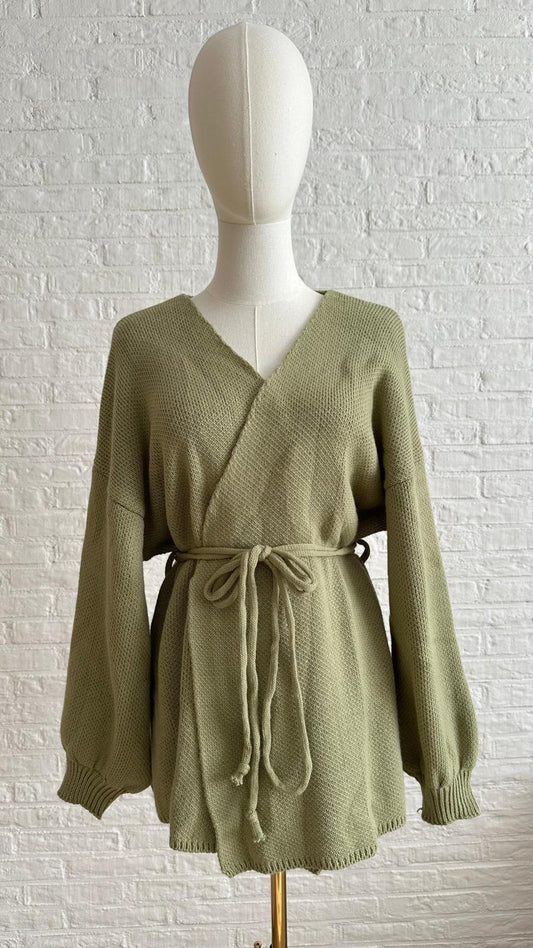 Knitwear Kimono Vest - Pistachio