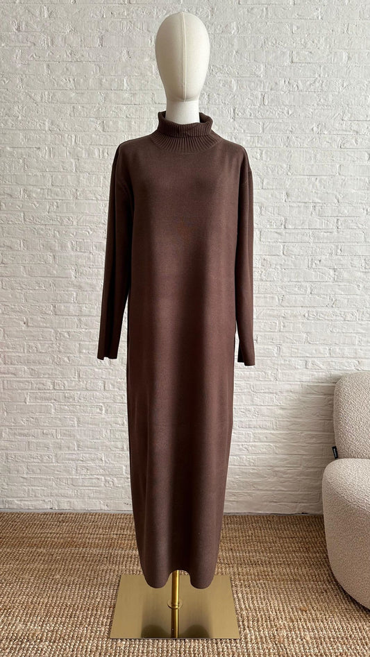 Premium Long Jumper Dress-Coffee